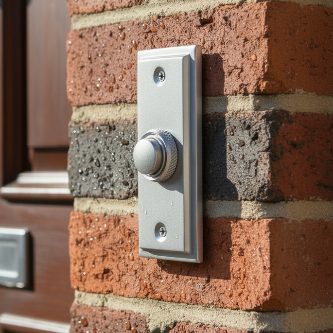 Satin Chrome Stepped Edge Bell Push 76x32mm