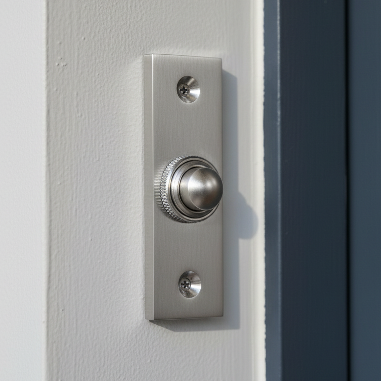 Satin Chrome Profile Bell Push 73x23mm