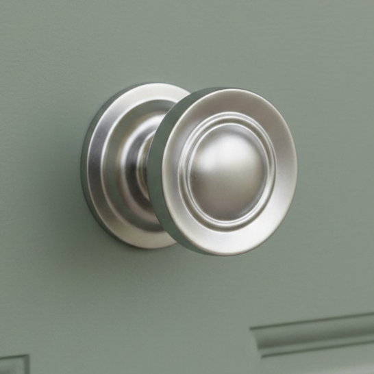 Satin Chrome Victorian Centre Door Knob 83mm