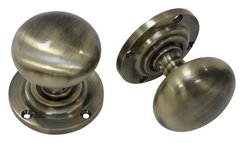 Antique Brass Mushroom Mortice Door Knobs 60mm
