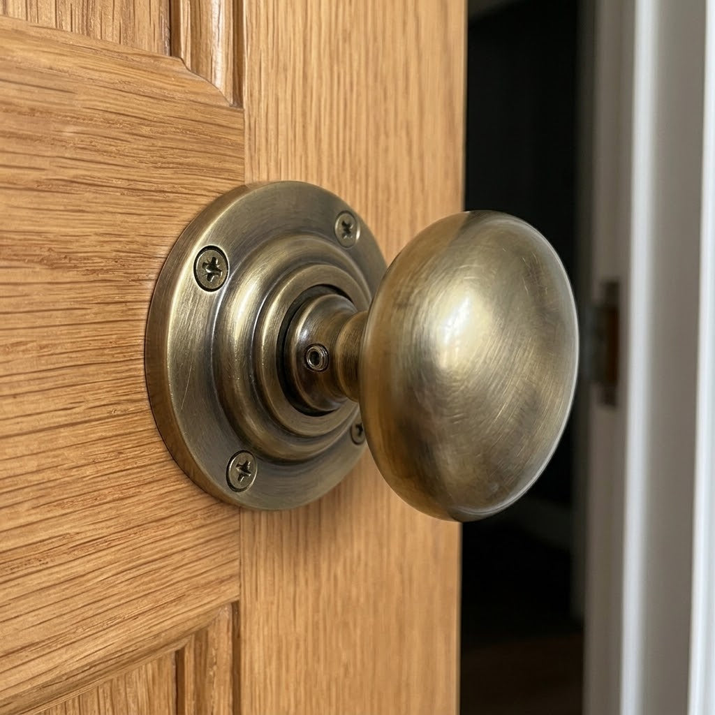 Antique Brass Mushroom Mortice Door Knobs 60mm