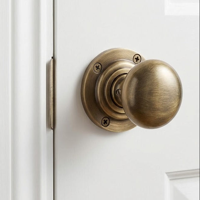 Antique Brass Mushroom Mortice Door Knobs 60mm