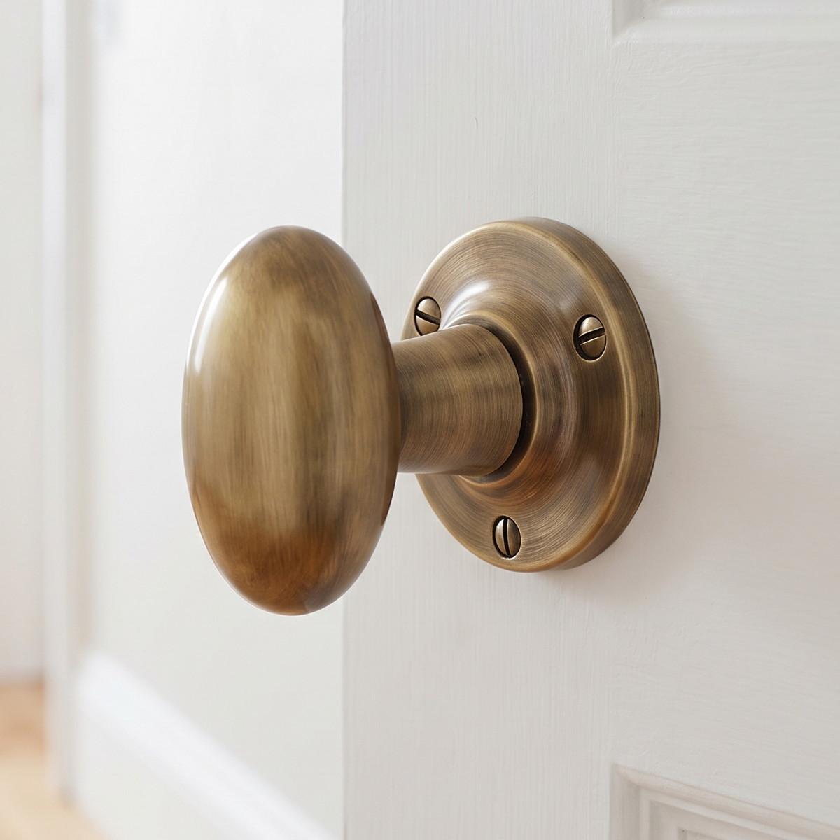 Antique Brass Oval Mortice Door Knobs 50mm