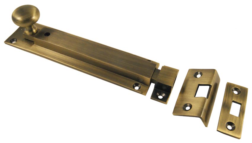 Antique Brass Straight Locking Door Bolt 152mm