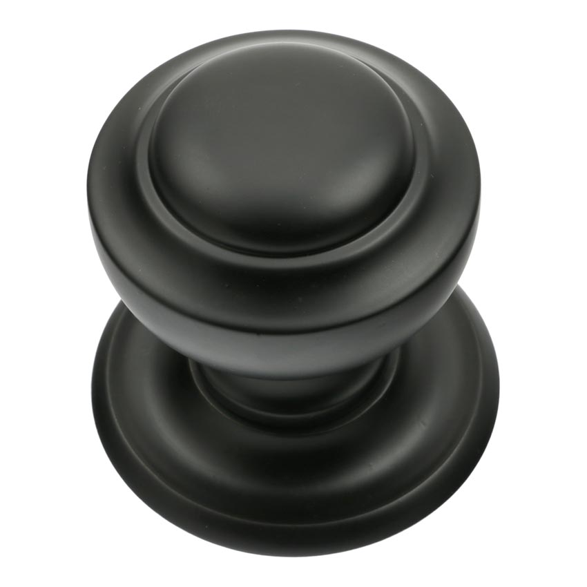 Matt Black Tiered Centre Door Knob 73mm