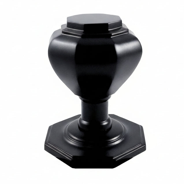 Matt Black Octagonal Centre Door Knob 66mm