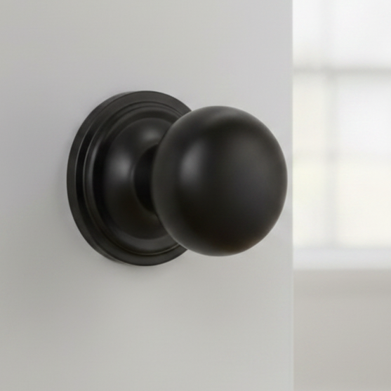 Matt Black 60mm Mushroom Mortice Door Knobs