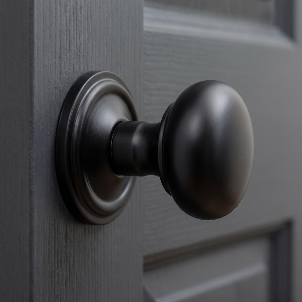Matt Black 60mm Mushroom Mortice Door Knobs