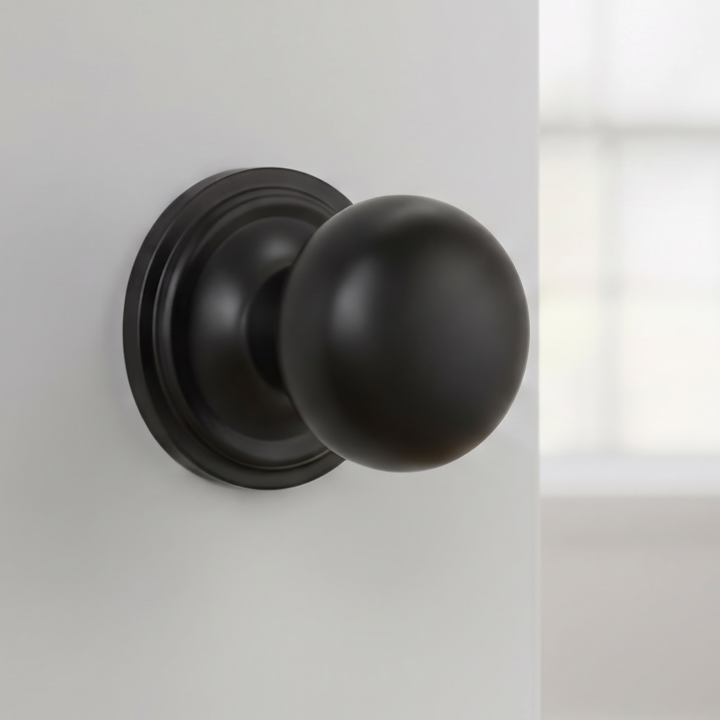 Matt Black 60mm Mushroom Mortice Door Knobs