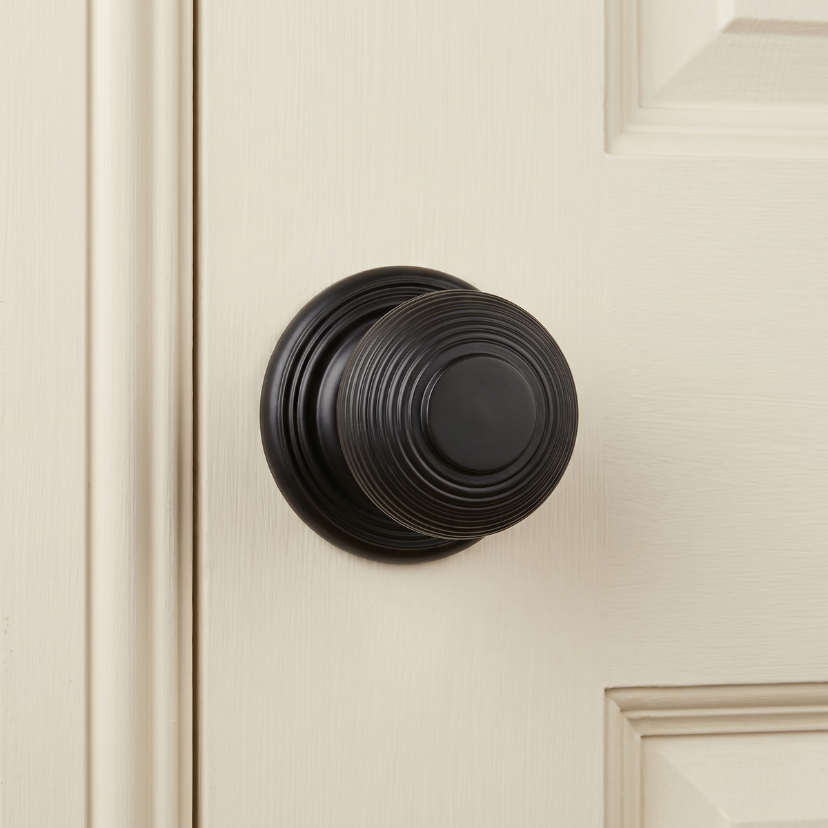 Matt Black 55mm Reeded Mortice Door Knobs