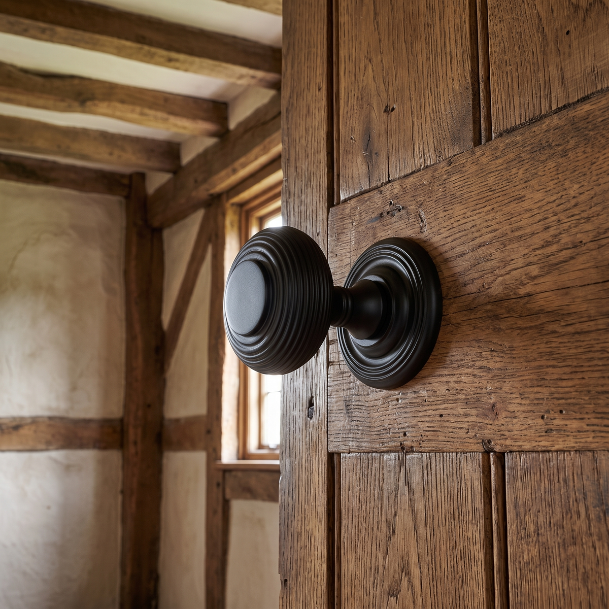 Matt Black 55mm Reeded Mortice Door Knobs