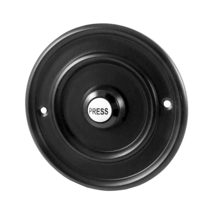 Matt Black Circular Bell Push with China Press 76mm