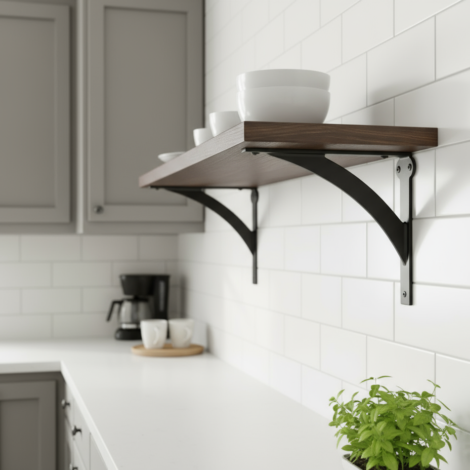 Matt Black Heavy Duty Shelf Brackets