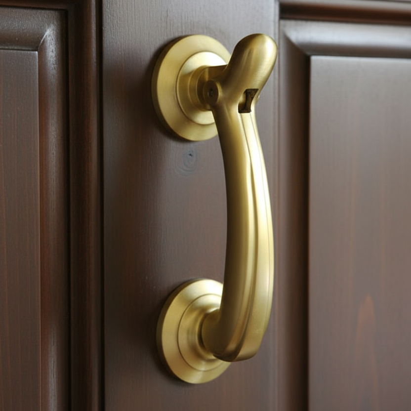 Satin Brass Bow Knocker 135mm