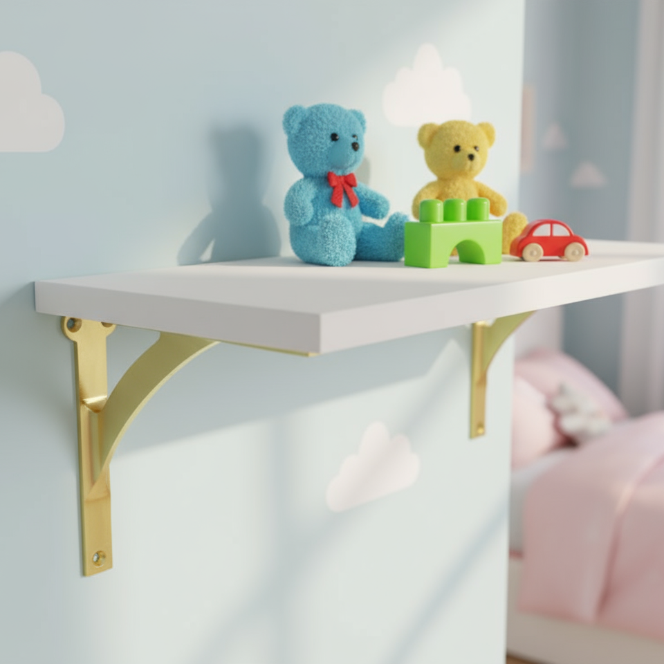 Satin Brass Heavy Duty Shelf Brackets