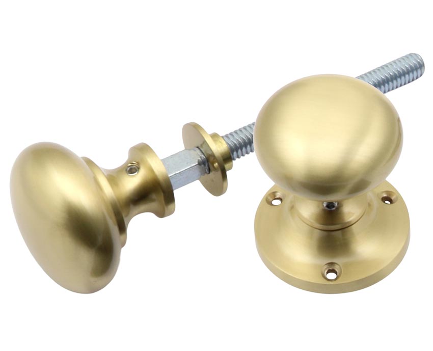 Satin Brass Mushroom Rim Knobs 52mm