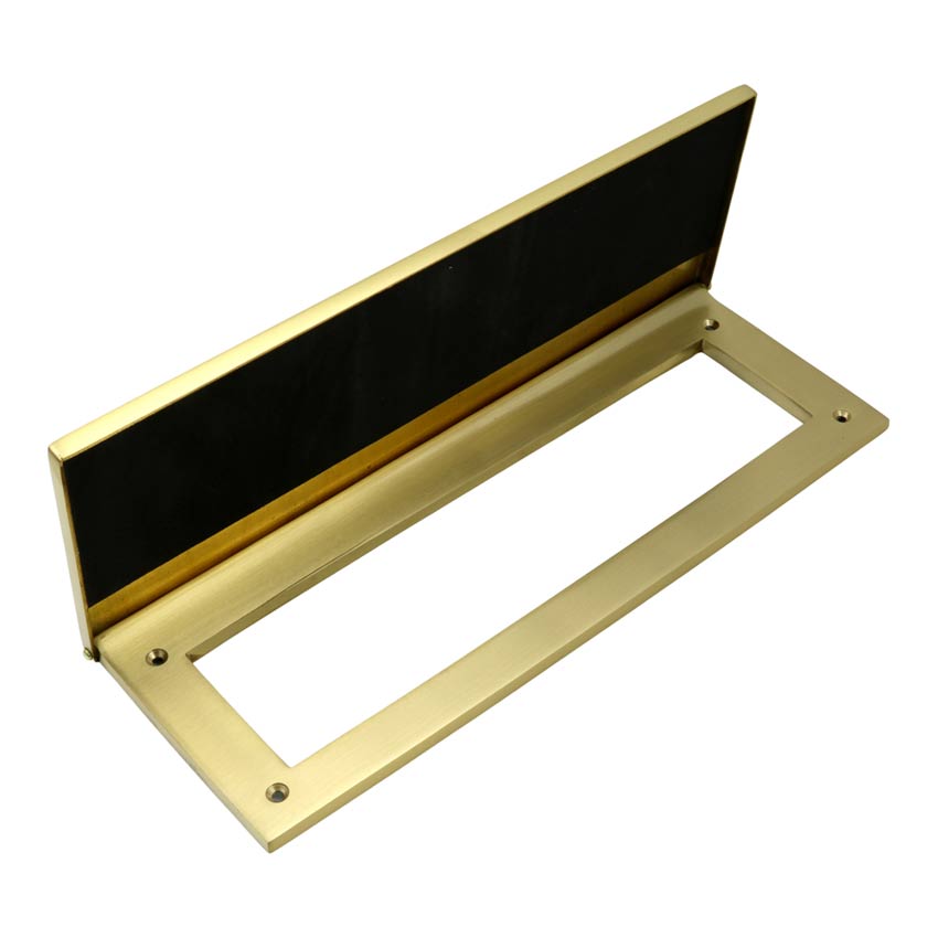Satin Brass Internal Tidy with Draught Excluder 260x88mm