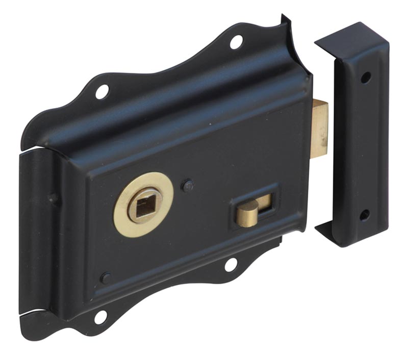 Black Fancy Rim Latch with Slide Latch 125x120mm