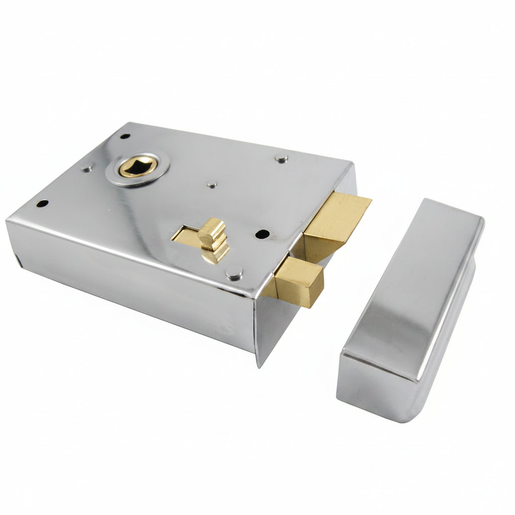 Polished Chrome Rim Latch with Locking Snib 4x3in