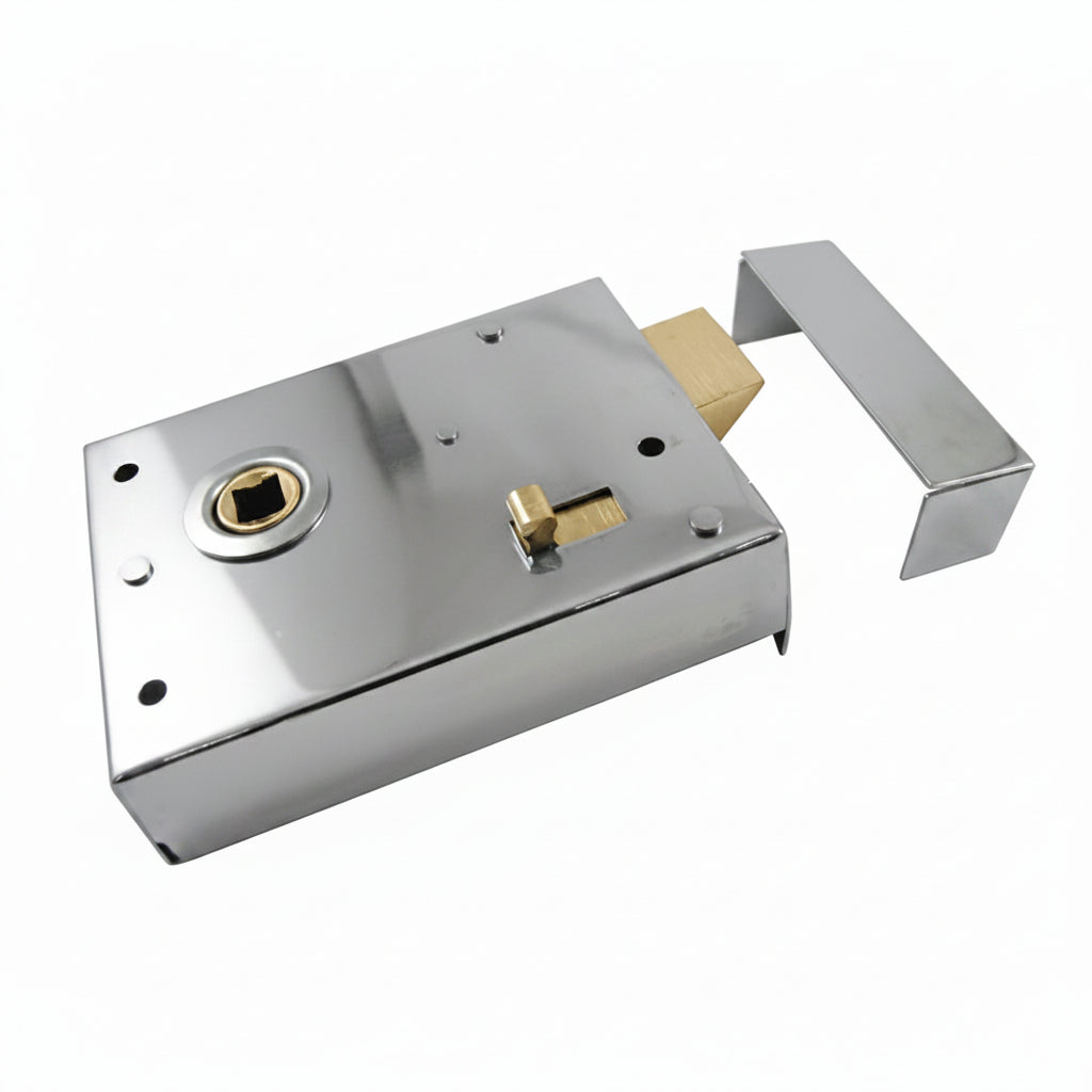 Polished Chrome Rim Latch with Locking Snib 4x3in