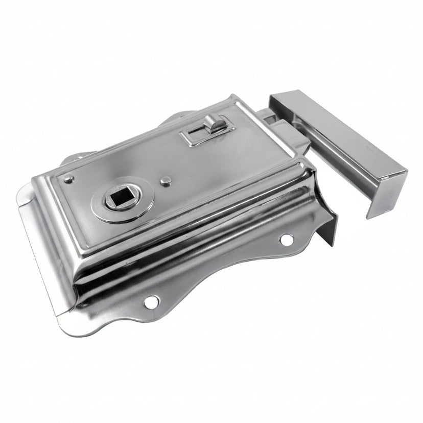 Bright Chrome Fancy Rim Latch with Slide Latch 125x20mm