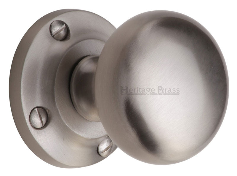 Victoria Satin Nickel Mushroom Mortice Door Knobs 57mm