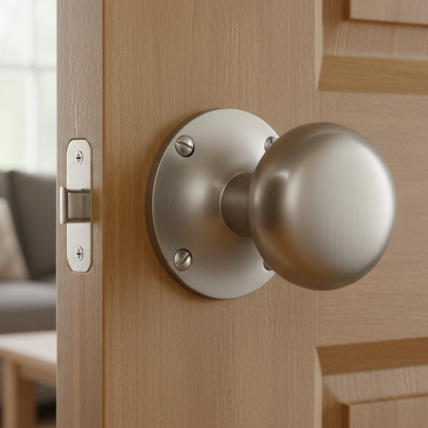Kensington Satin Nickel Mortice Door Knobs 64mm