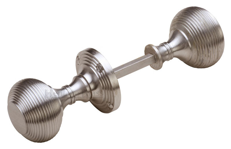 Satin Nickel Reeded Rim Door Knobs 60mm