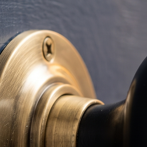 Antique Brass and Black Ebony Mushroom Door Knobs