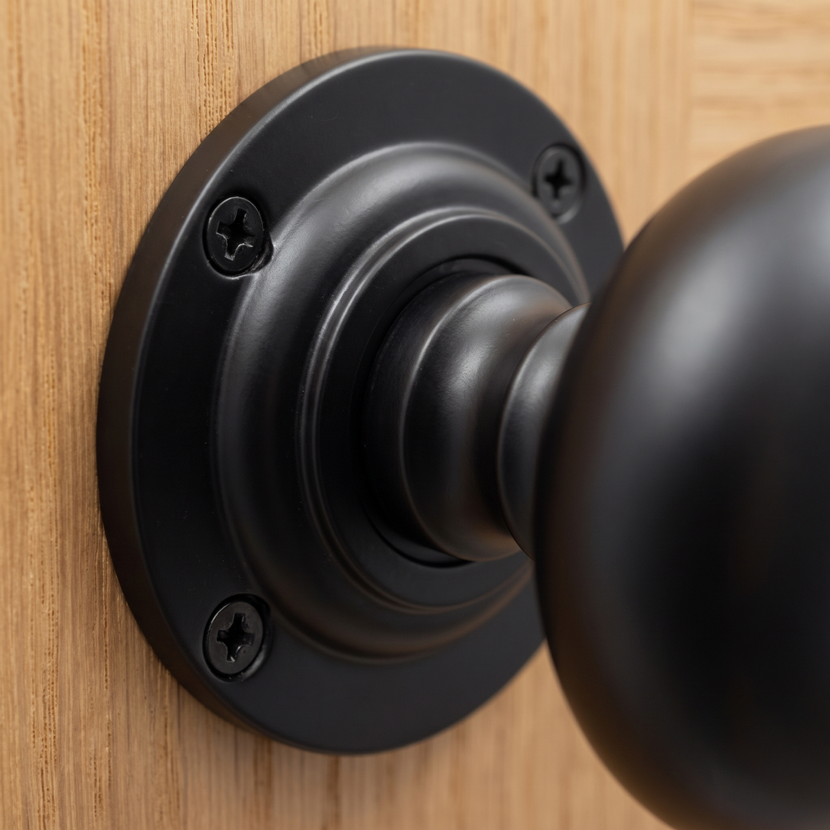 Matt Black Mushroom Mortice Door Knobs 63mm