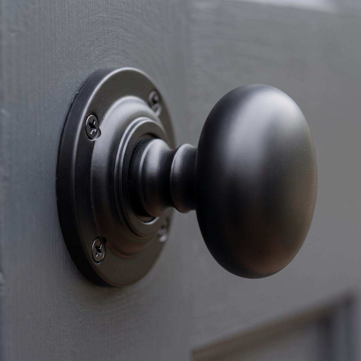 Matt Black Mushroom Mortice Door Knobs 63mm