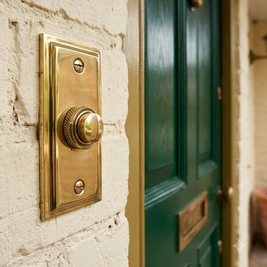 Unlacquered Brass Stepped Bell Push 74x32mm