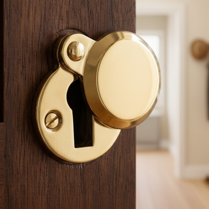 Unlacquered Brass Covered Heavy Escutcheon 41x32mm