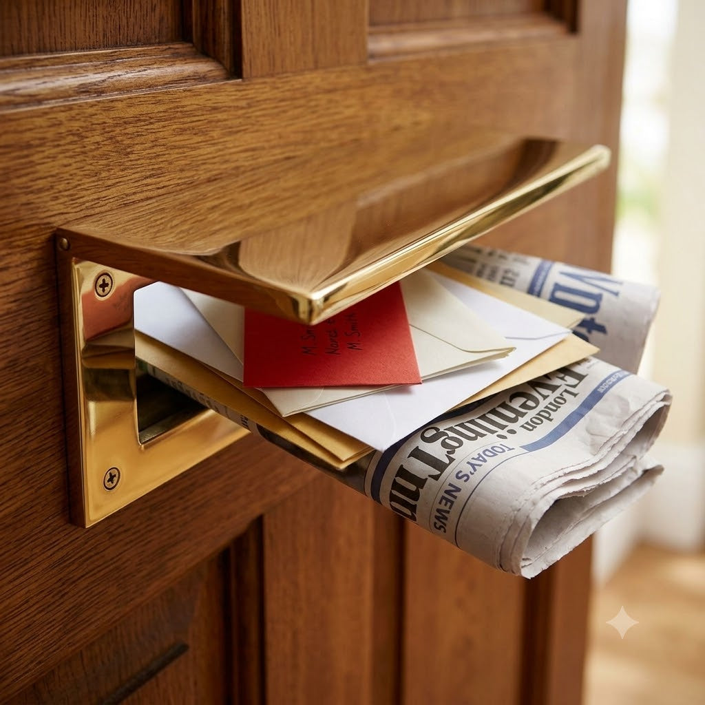 Unlacquered Brass Internal Tidy with Draught Excluder 260x88mm