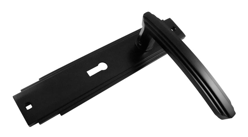 Matt Black Art Deco Lock Door Handles