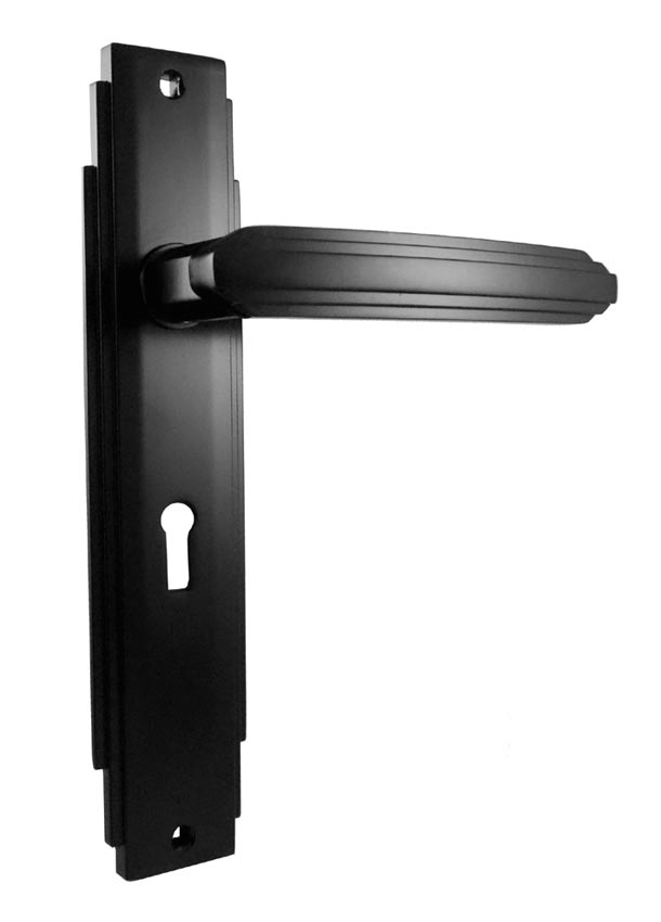 Matt Black Art Deco Lock Door Handles