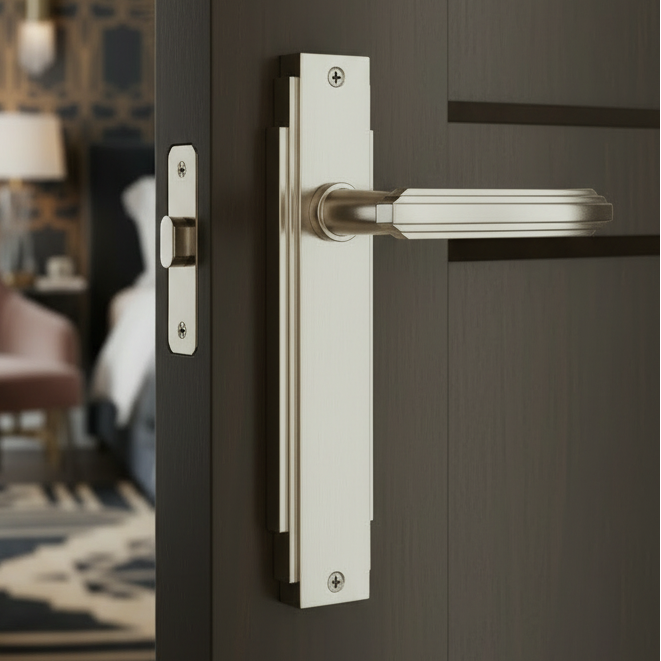 Satin Nickel Art Deco Latch Door Handles
