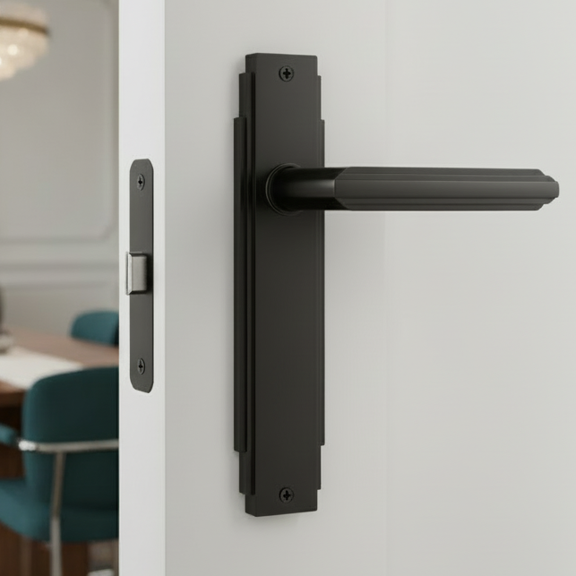 Matt Black Art Deco Latch Door Handles