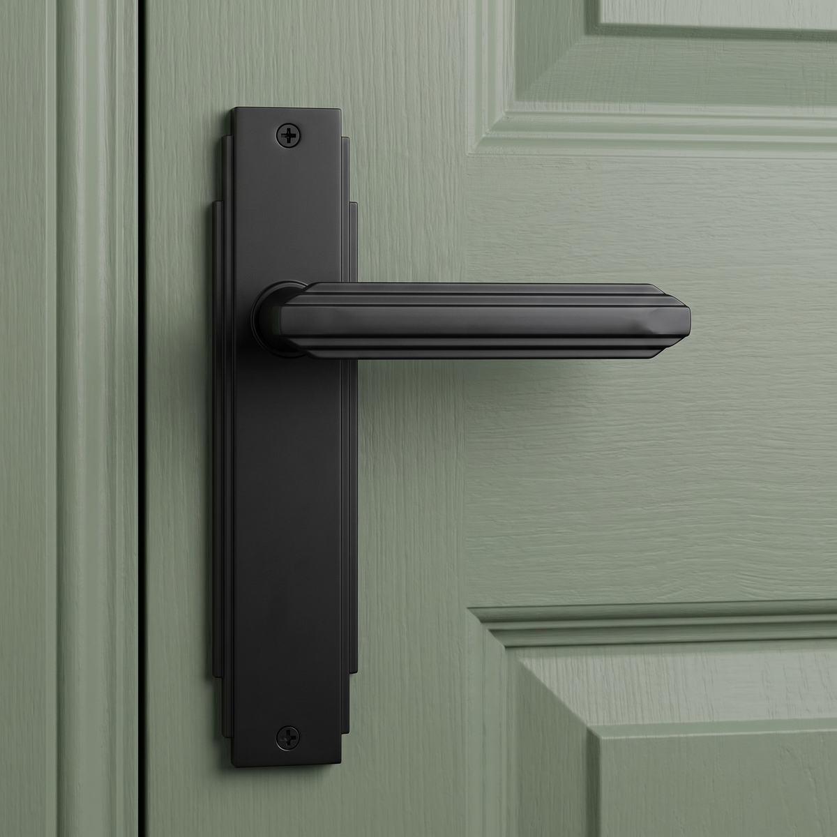Matt Black Art Deco Latch Door Handles