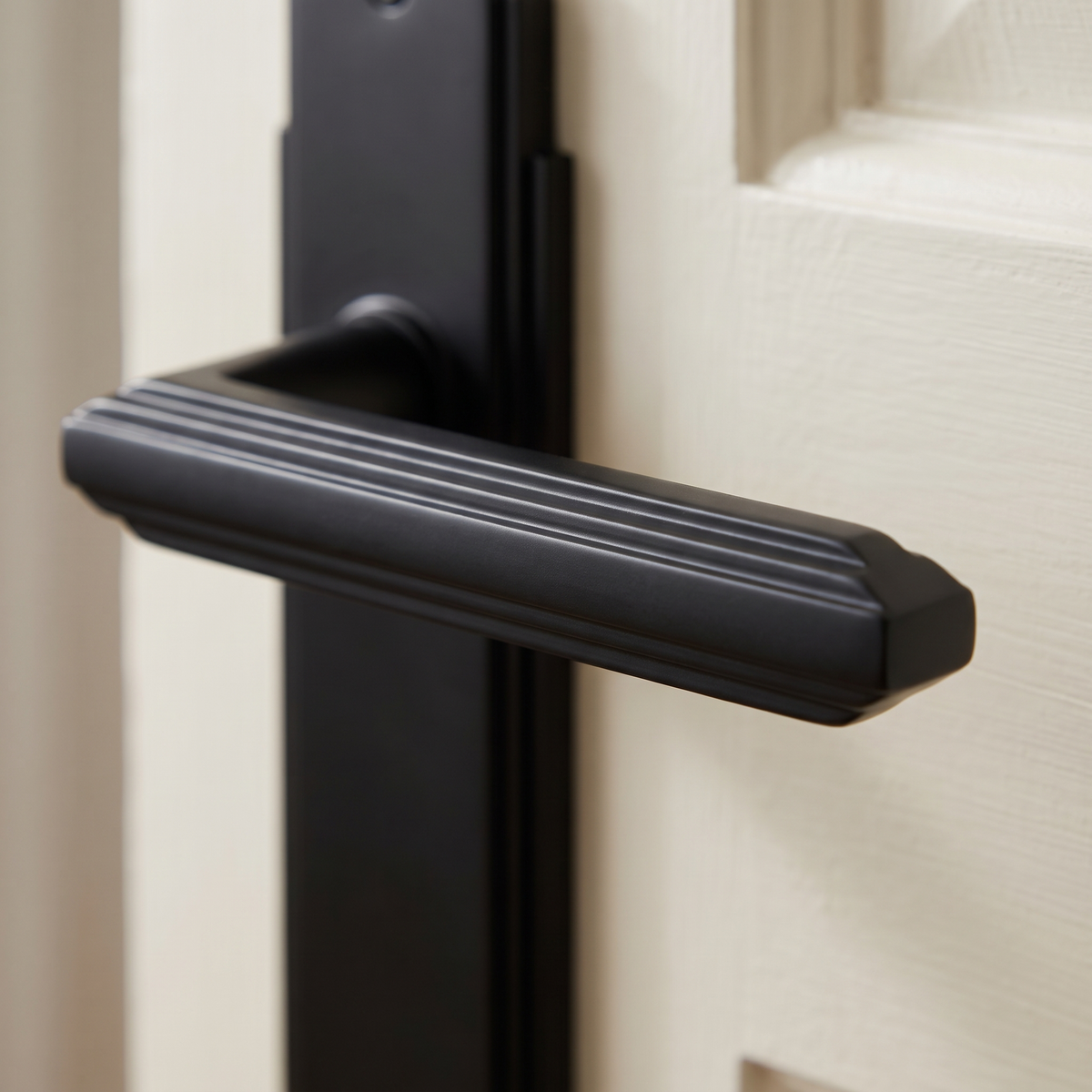 Matt Black Art Deco Latch Door Handles