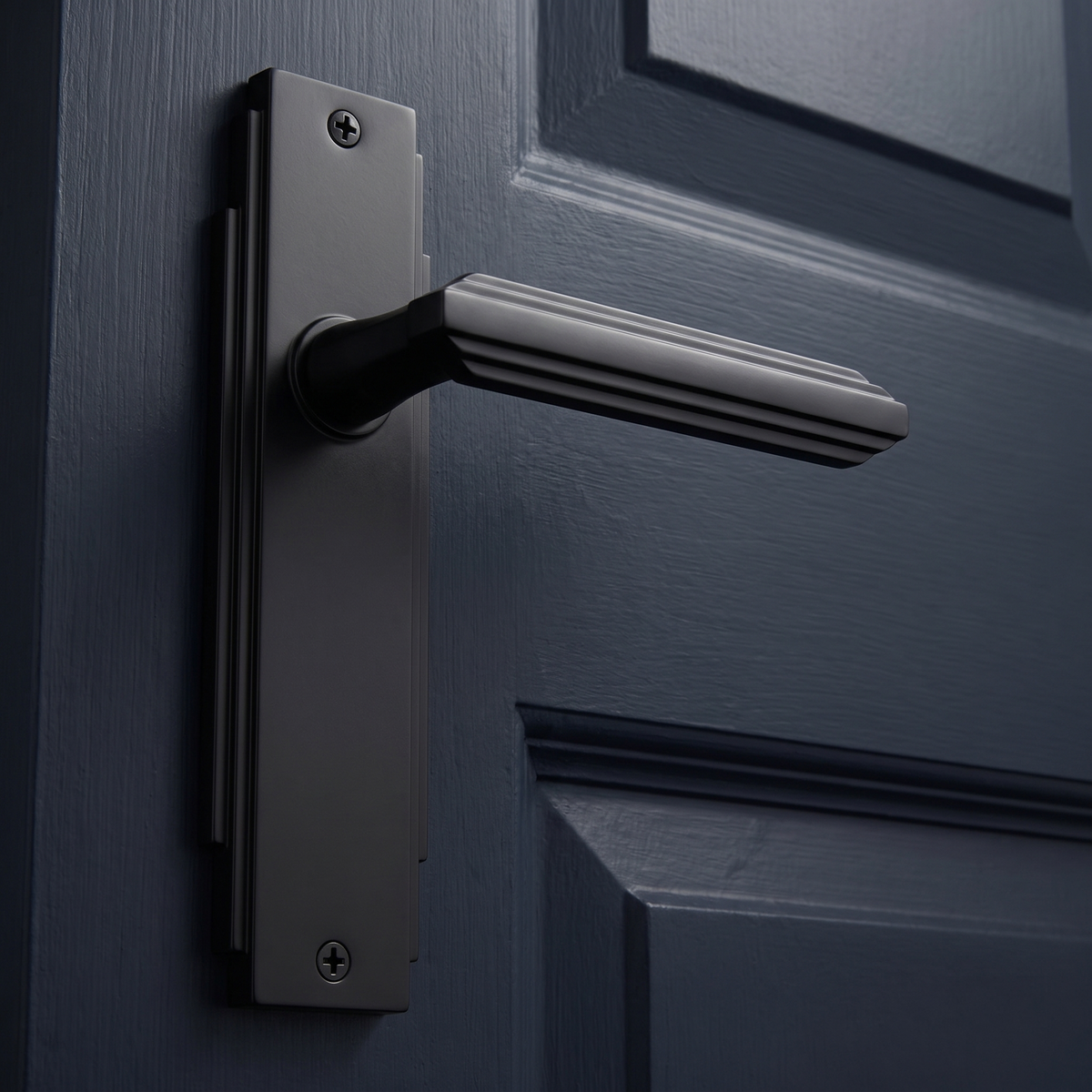 Matt Black Art Deco Latch Door Handles