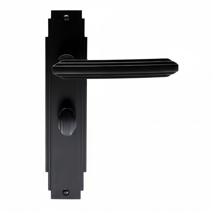 Matt Black Art Deco Bathroom Door Handles