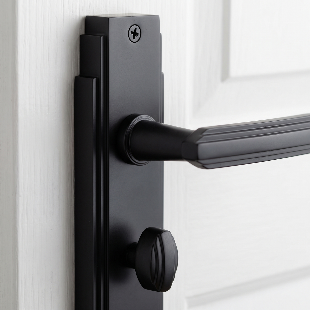 Matt Black Art Deco Bathroom Door Handles