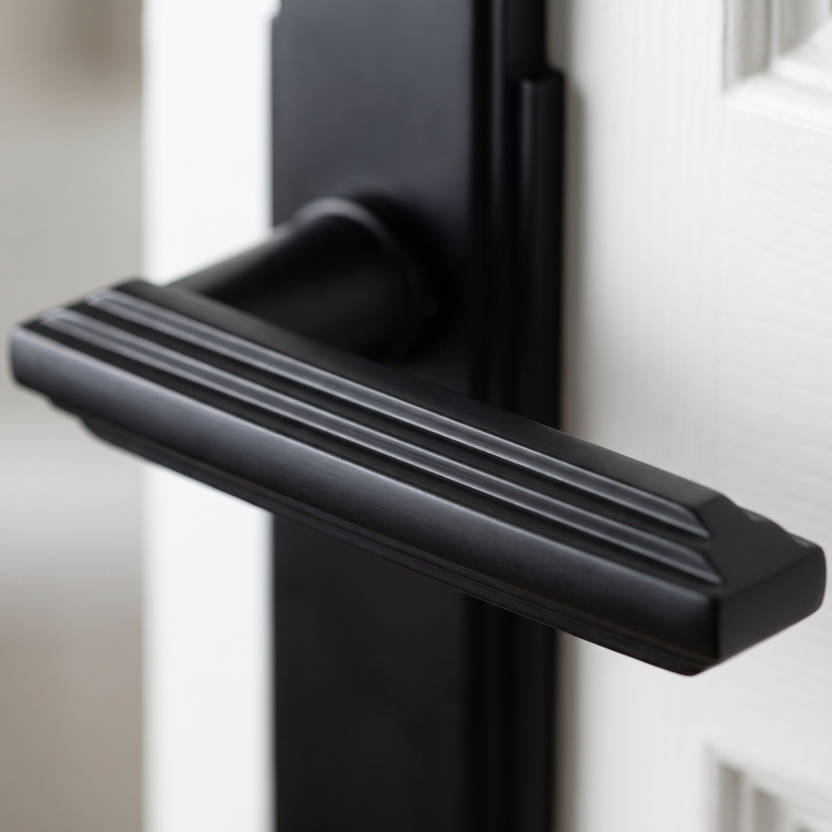 Matt Black Art Deco Bathroom Door Handles