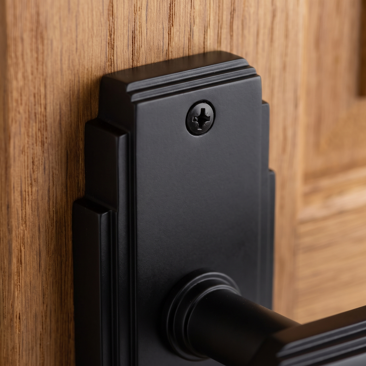 Matt Black Art Deco Bathroom Door Handles