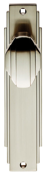 Satin Nickel Art Deco Door Knob on Latch Plate