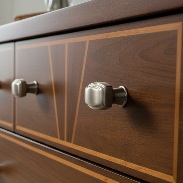 Satin Nickel Art Deco Cabinet Knob 30x20mm