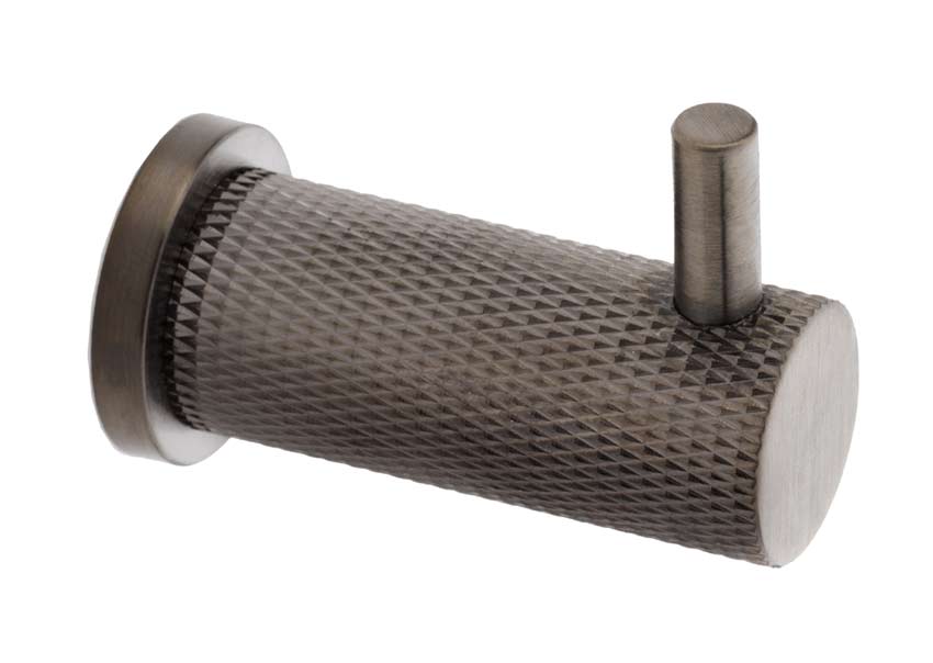 Brunel Dark Bronze Knurled Coat Hook 49mm