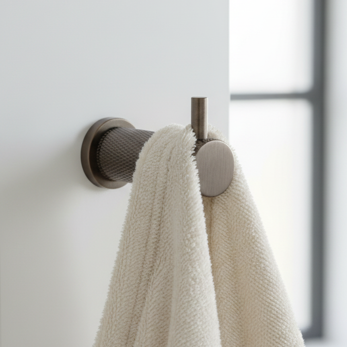 Brunel Dark Bronze Knurled Coat Hook 49mm