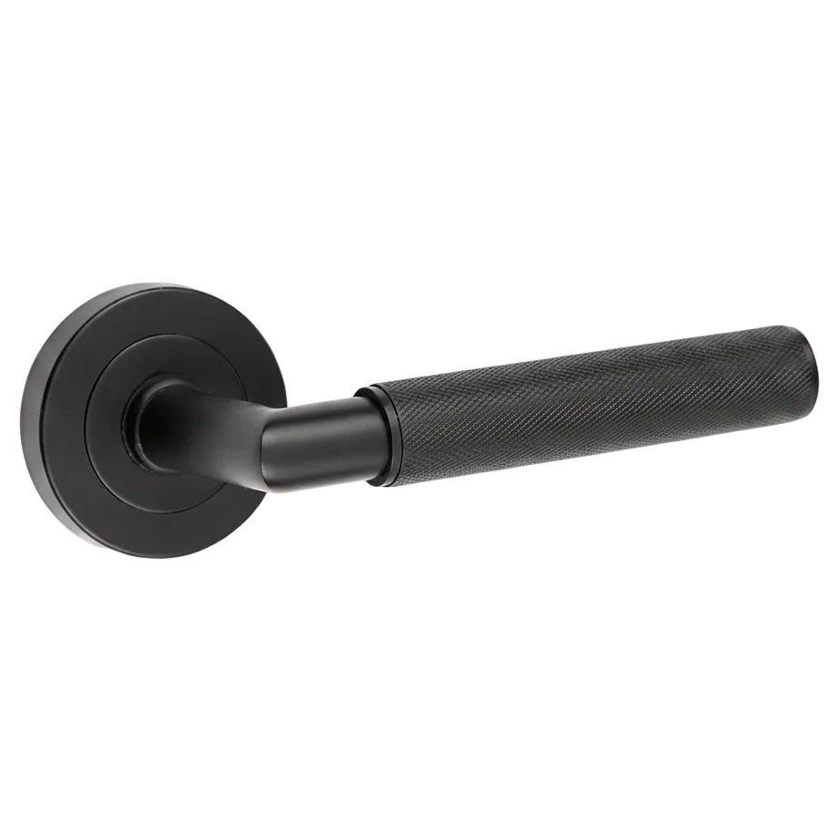 Nero JMB400 Matt Black Mitred Knurled Lever on Rose Handles